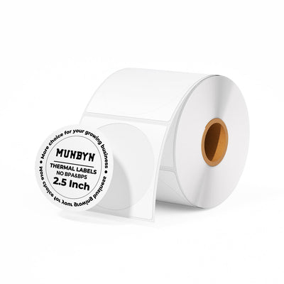 MUNBYN 2.5"Round Thermal Labels for Small Business & Homemade Treats