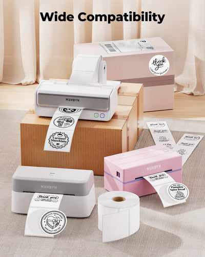 MUNBYN 2.5"Round Thermal Labels for Small Business & Homemade Treats