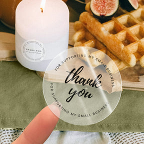 MUNBYN transparent circle thermal labels are ideal for use as thank-you stickers on candles.
