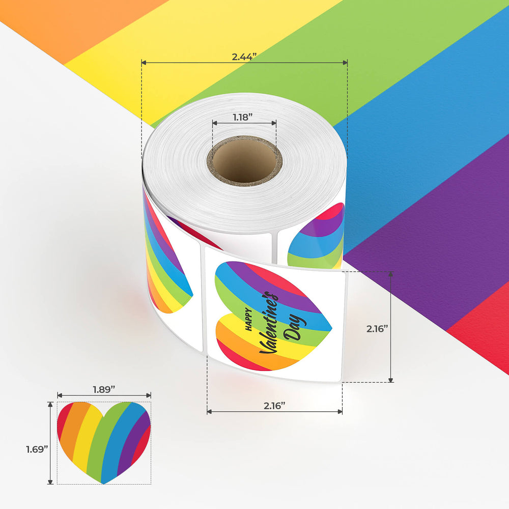 Munbyn 2 rainbow heart shaped thermal labels