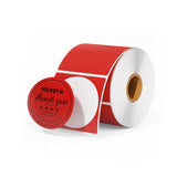 Red 2-inch circle labels printed on MUNBYN label printer paper, perfect for organizing and branding.