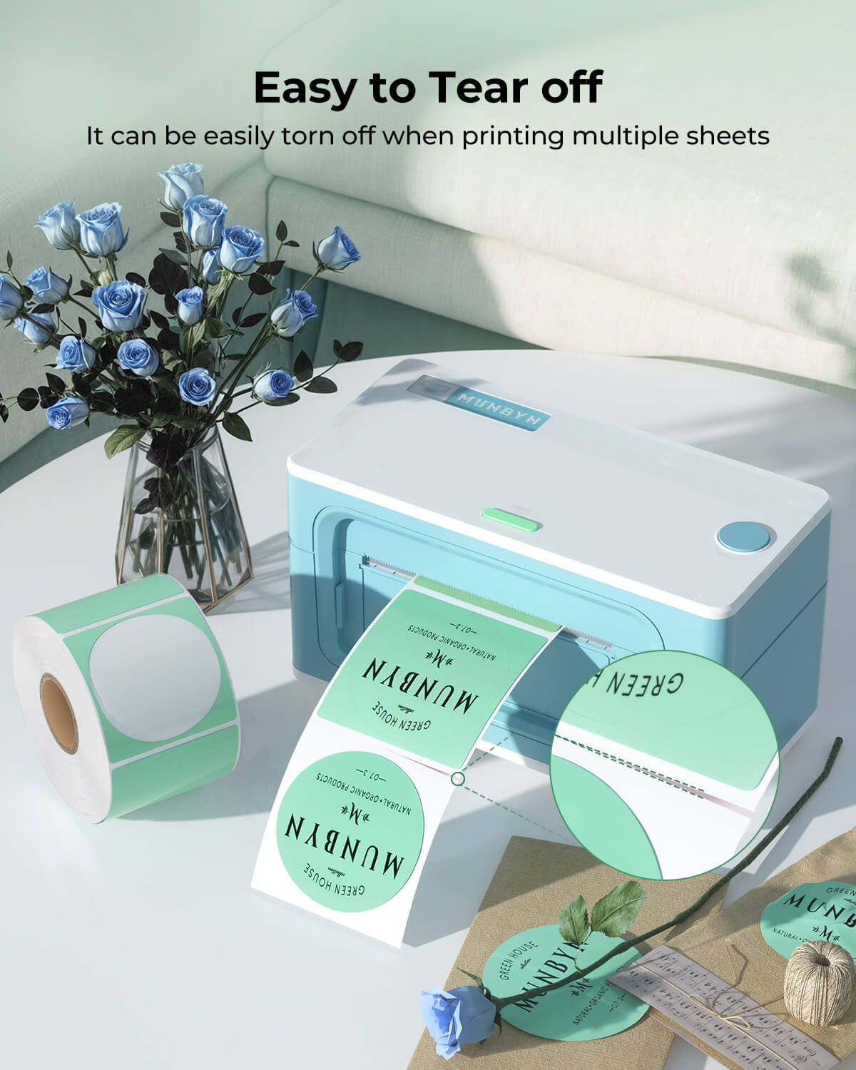 MUNBYN 2"x2" Generic Circle Series Thermal Labels (750/Roll)