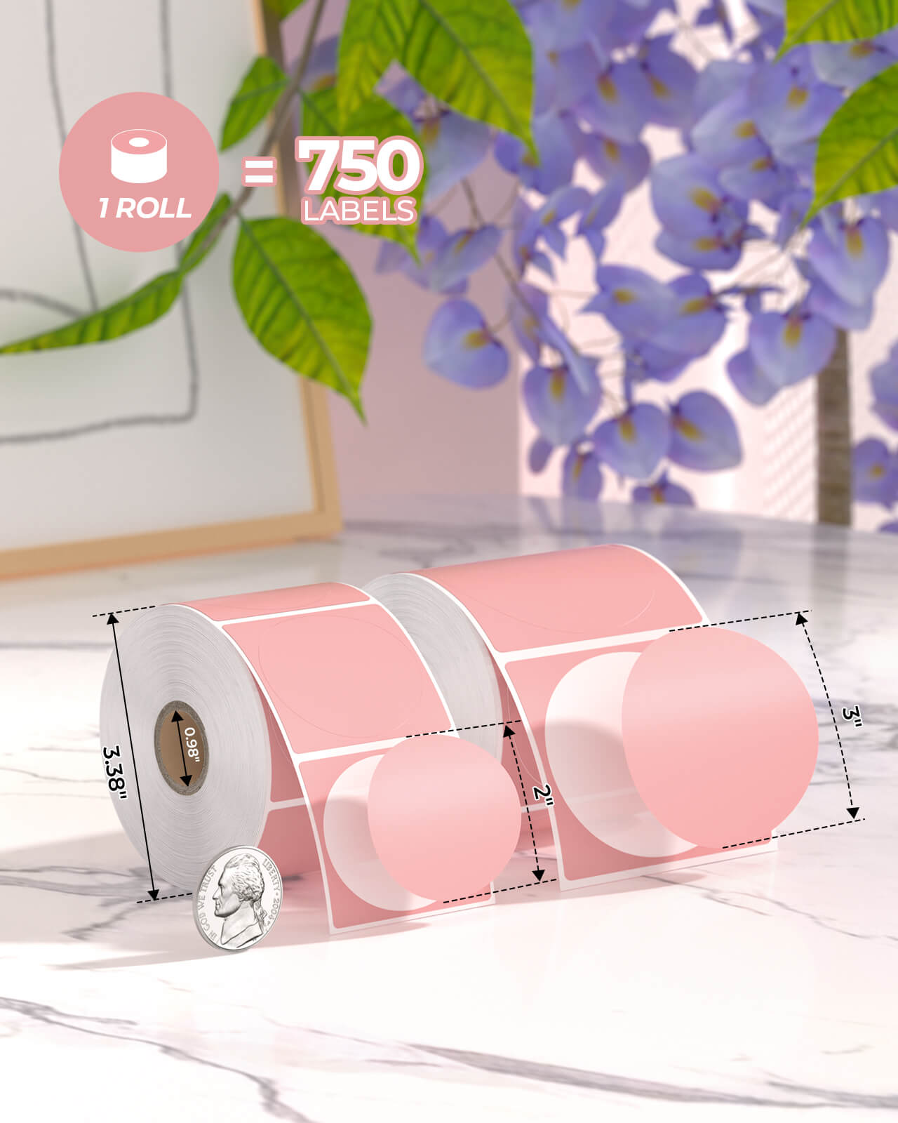 MUNBYN 2"x2" Generic Circle Series Thermal Labels (750/Roll)
