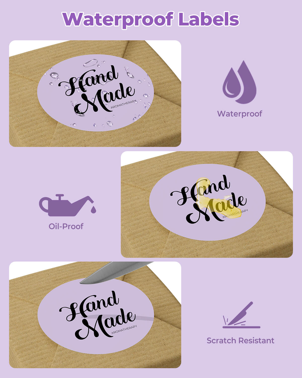Two-inch round labels printed on MUNBYN label printer paper, showing white circular labels with adhesive backing.