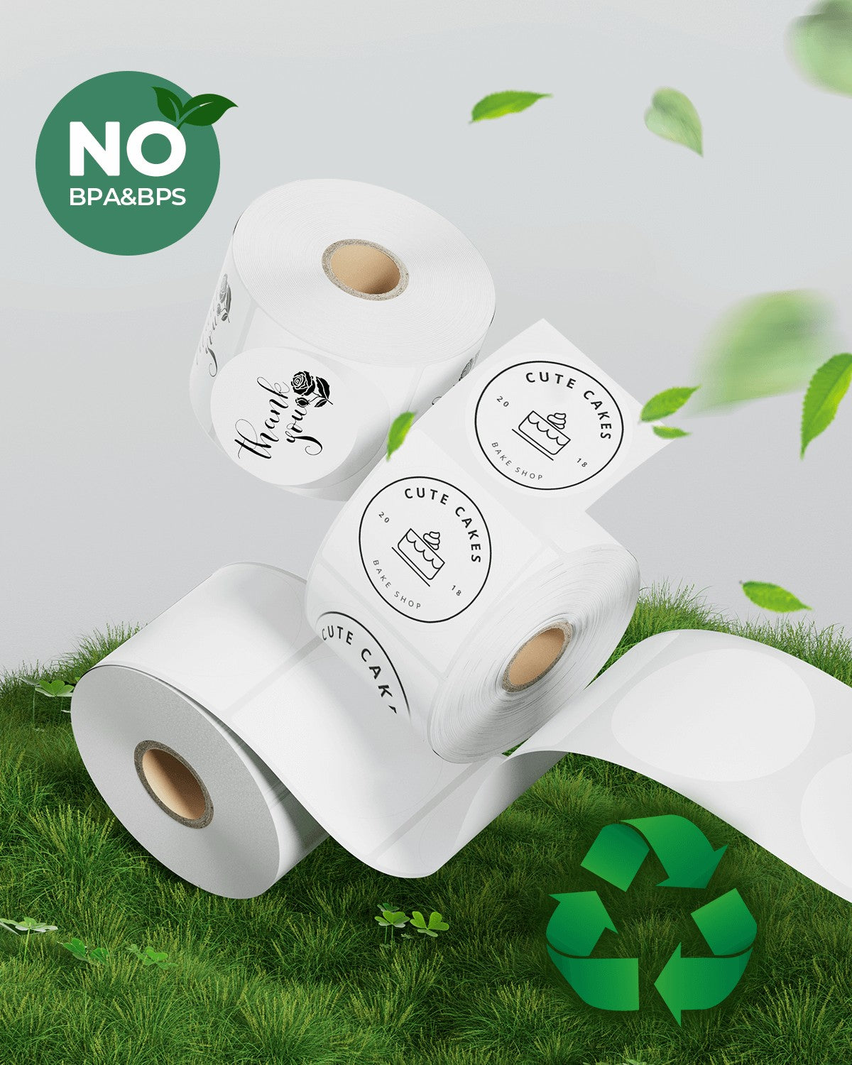 White 2-inch circle labels printed on MUNBYN label printer paper, showing clean, round adhesive labels for various uses.