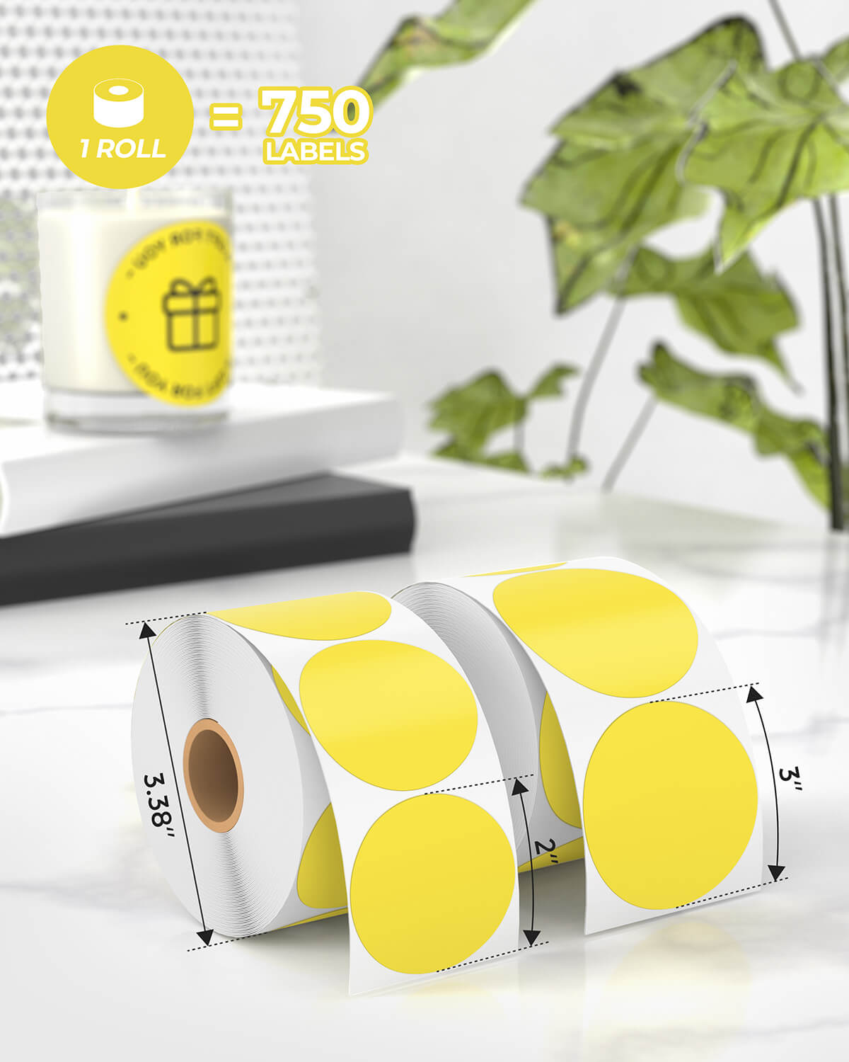 MUNBYN 2"x2" Generic Circle Series Thermal Labels (750/Roll)