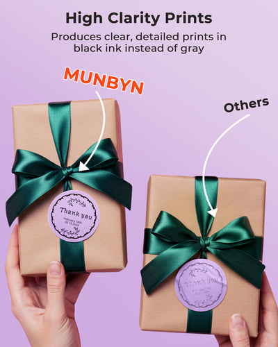 3-inch circle labels printed on MUNBYN label printer paper, showcasing round label sheets with vibrant design.