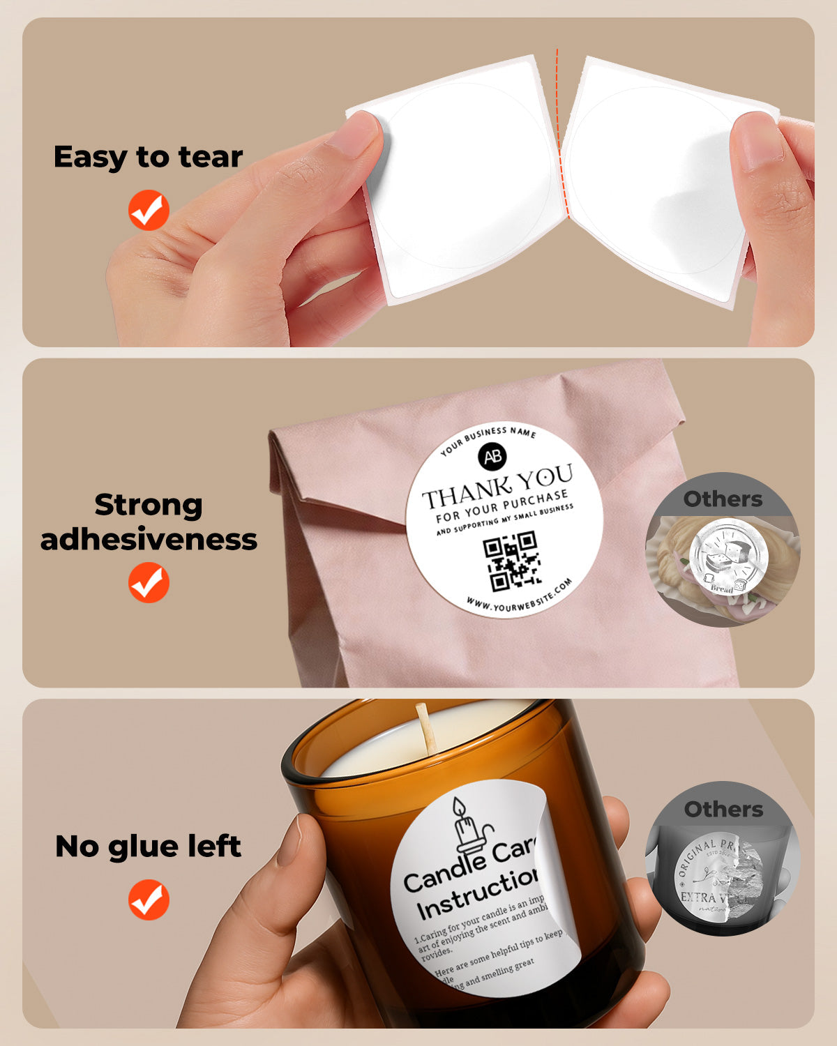 MUNBYN 2.5"Round Thermal Labels for Small Business & Homemade Treats
