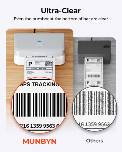 MUNBYN 403B Thermal Label Printer with ultra-clear printing