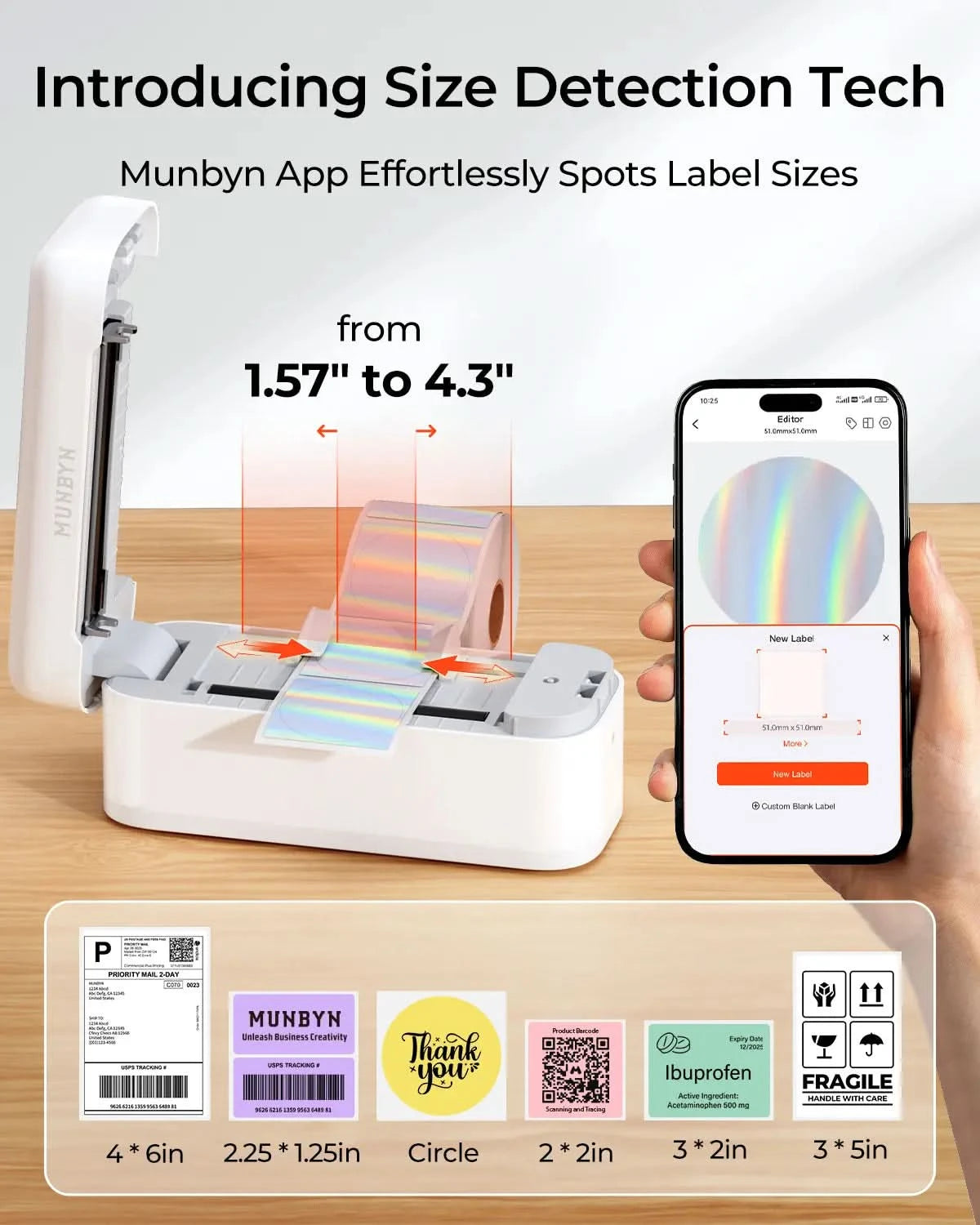 MUNBYN RealWriter 402B Bluetooth Thermal Label Printer Kits