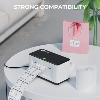 White 3x2-inch label printer paper sheets from MUNBYN, showing blank adhesive labels for various printing needs.