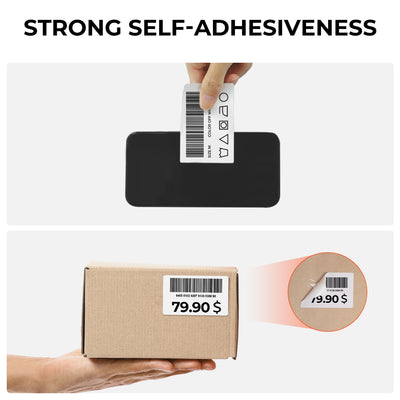 White 3x2-inch label paper for MUNBYN label printer, showing sheets of generic label sheets ready for printing.