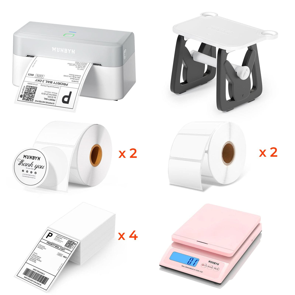 All-in-One MUNBYN RealWriter 403B Bluetooth Thermal Label Printer Kit ...