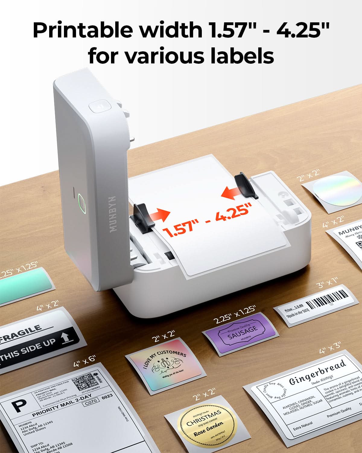 MUNBYN RealWriter 403B Bluetooth Printer & Morandi Labels Bakery Packaging Starter Kit