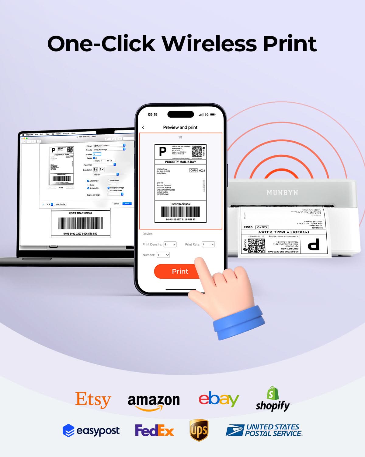 MUNBYN RealWriter 403B Bluetooth Printer & Morandi Labels Bakery Packaging Starter Kit