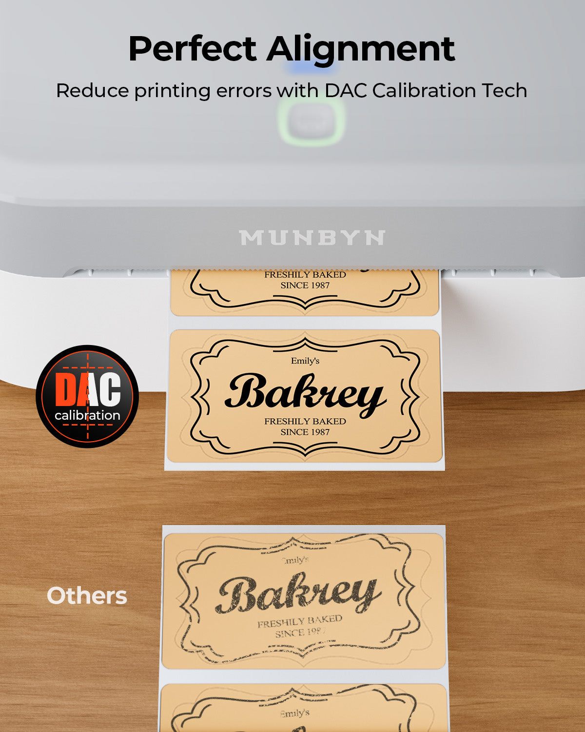 MUNBYN 403B Bluetooth Wireless Printer & Circle Sticker Labels Bakery Product Starter Kit
