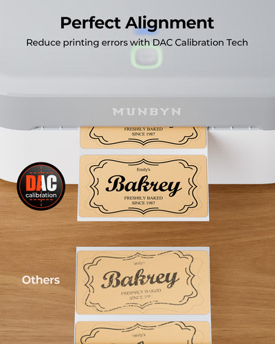 MUNBYN 403B Bluetooth Wireless Printer & Circle Sticker Labels Bakery Product Starter Kit