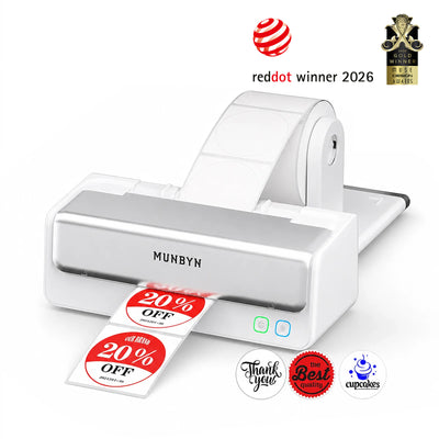 MUNBYN RW405B Dual-Color Bluetooth Thermal Label Printer with Label Holder