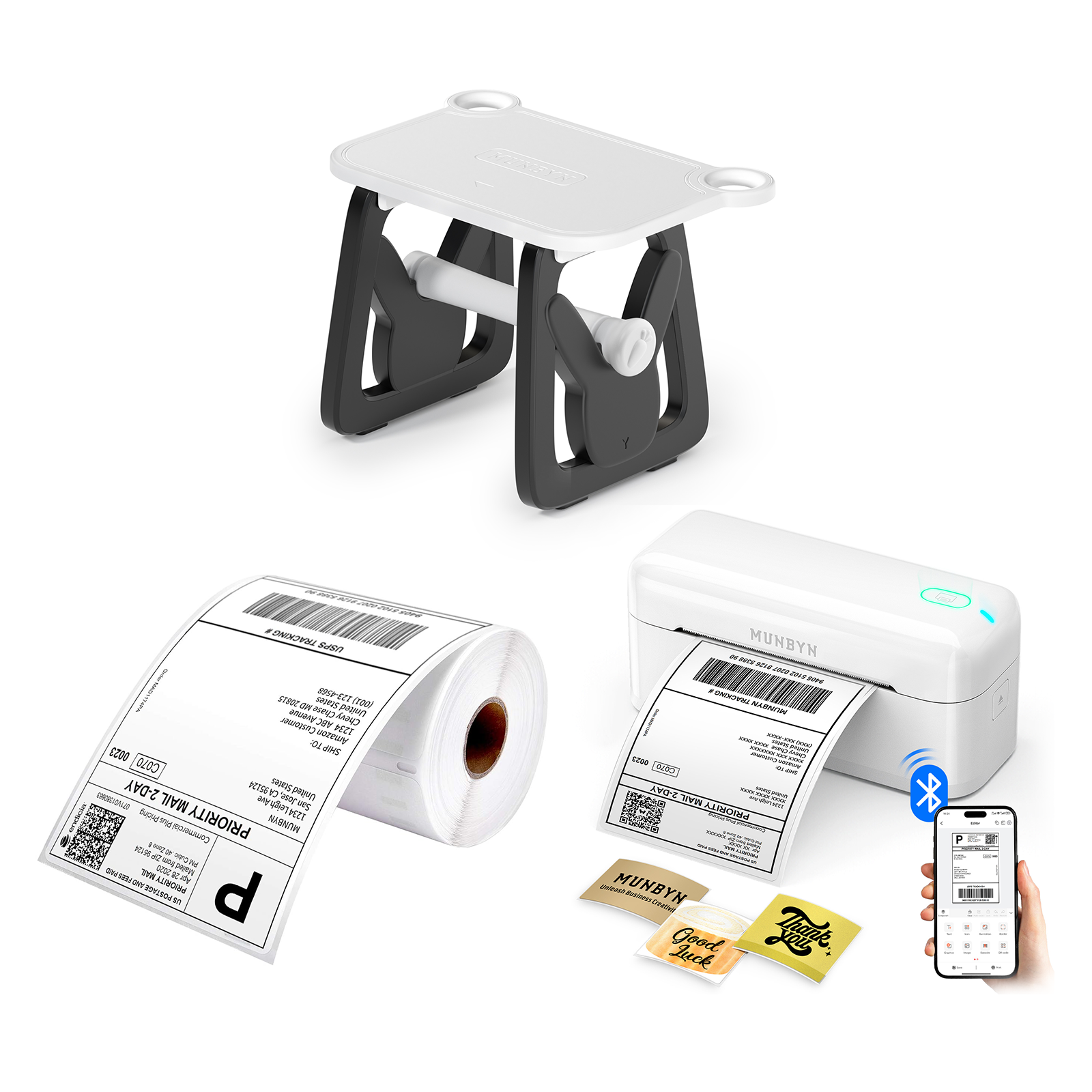 MUNBYN RealWriter 402B Bluetooth Thermal Label Printer Starter Kits