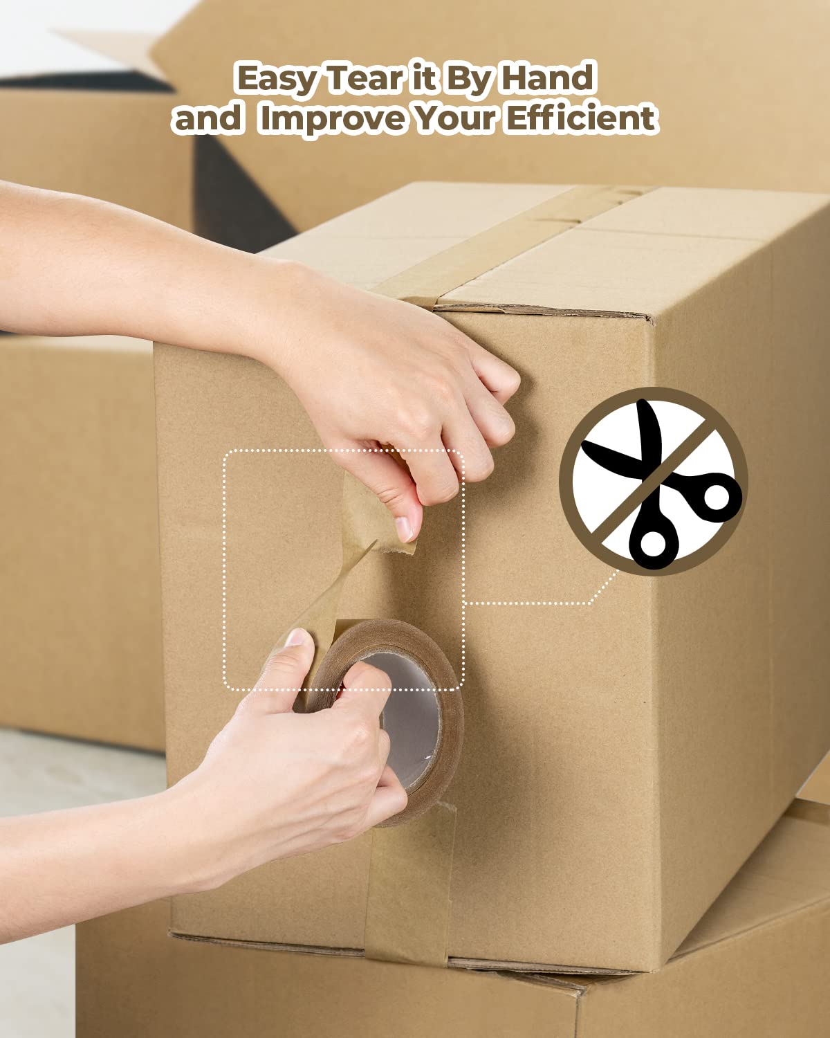 MUNBYN kraft paper heavy duty tape is easy to tear and improves packaging efficiency.