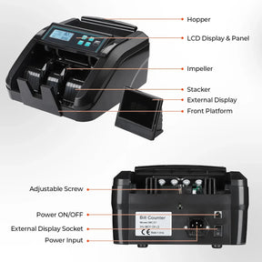 MUNBYN IMC51 Money Counter Machine with LCD Display (Black)