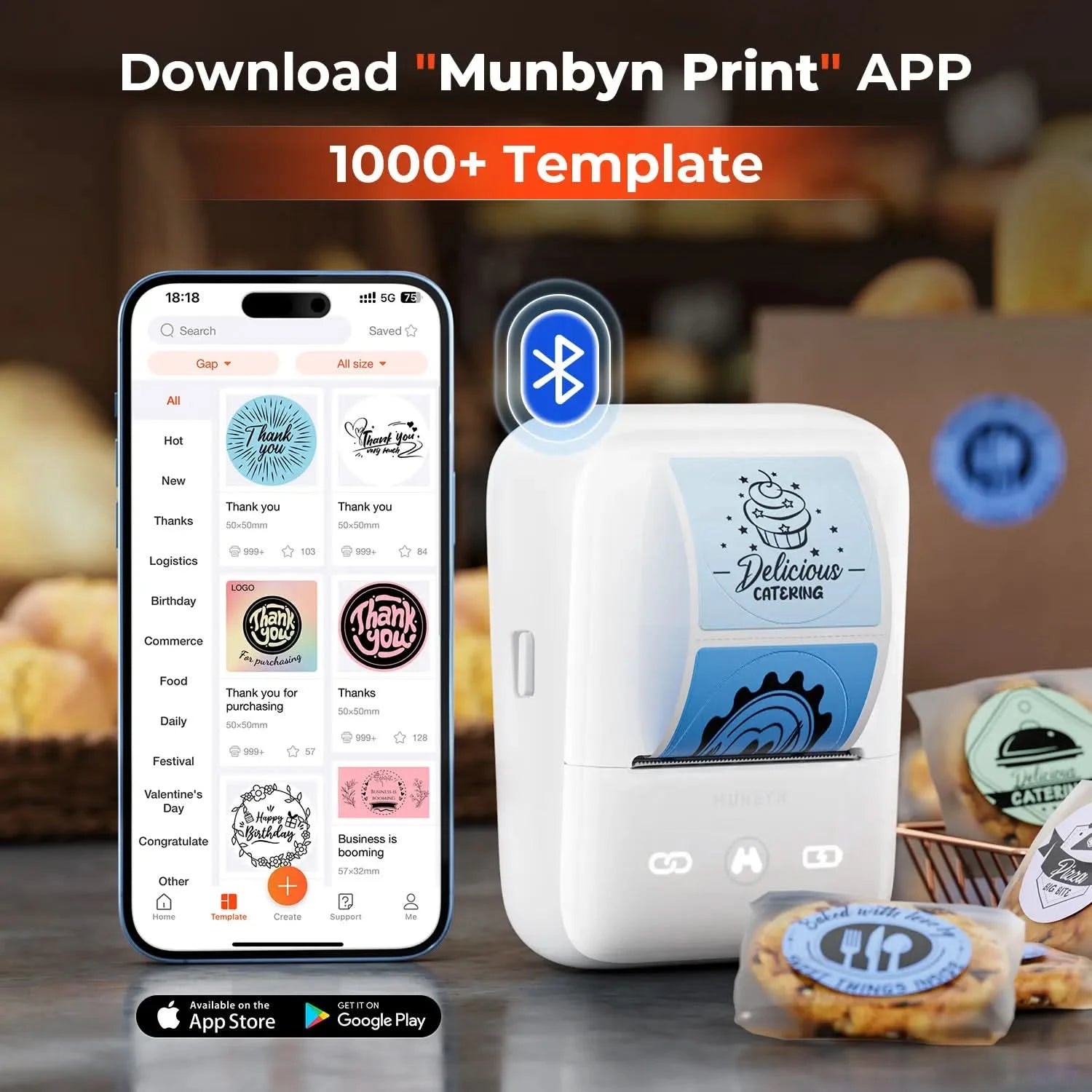 MUNBYN Bluetooth Portable Label Maker - FM226