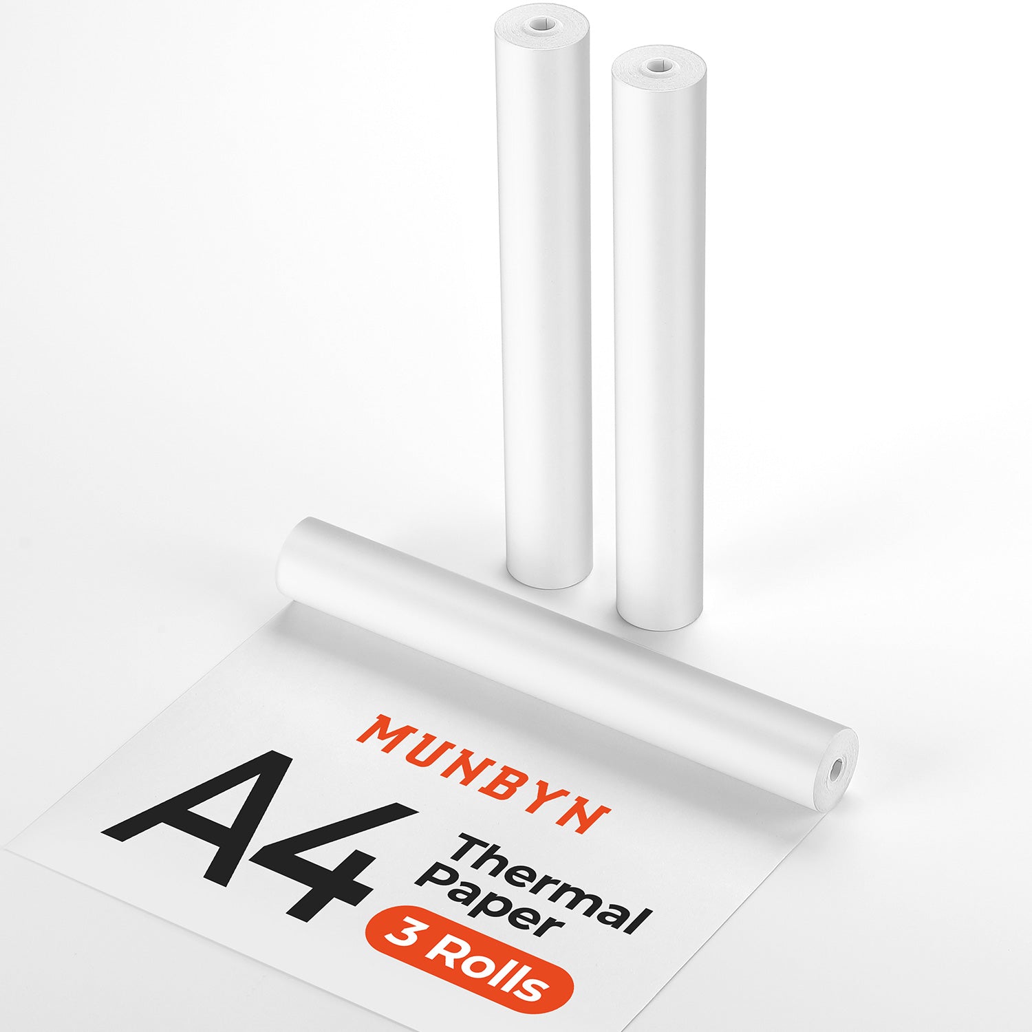 MUNBYN A4 thermal paper rolls are 3 rolls per pack.