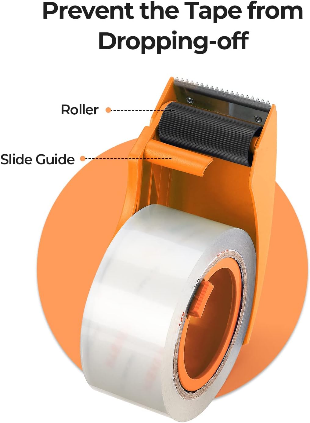 MUNBYN heavy duty tape dispenser gun with a pressure roller ensures smooth application of the tape onto surfaces.