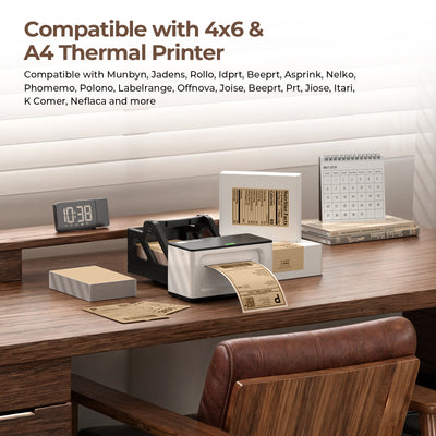 Four-inch by six-inch fan-fold labels printed on MUNBYN label printer paper, showcasing organized label sheets for printing.