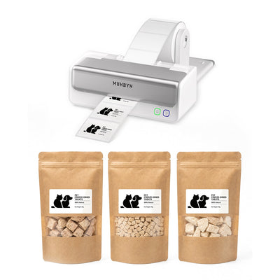 MUNBYN RealWriter 405B Bluetooth Printer & Rectangle Labels Pet Packaging Pro Kit