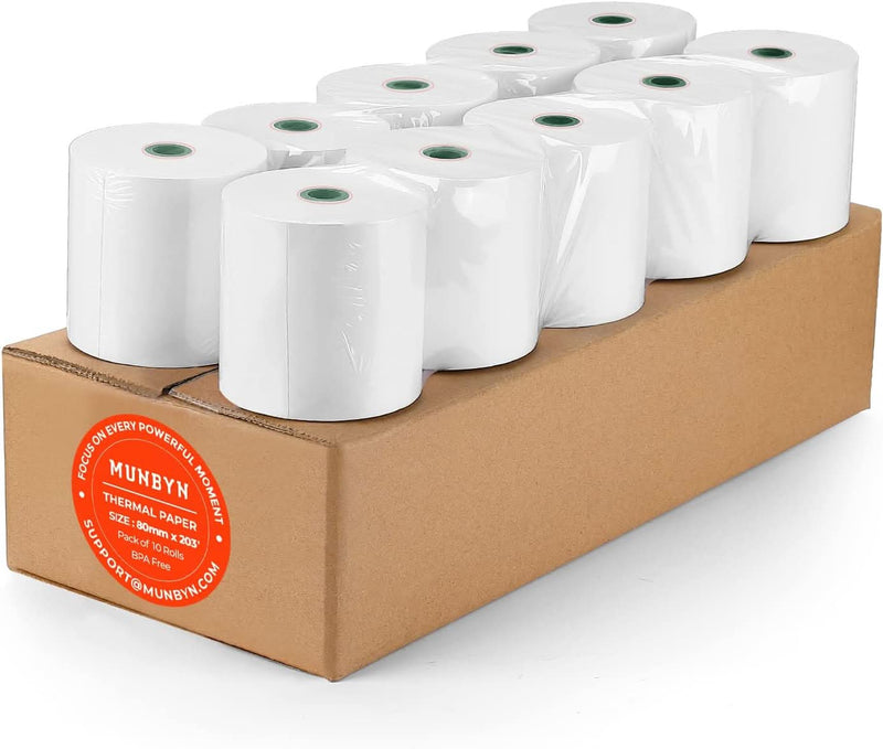 MUNBYN White Thermal Receipt Paper 3 1/8 x 230ft (10 Rolls)