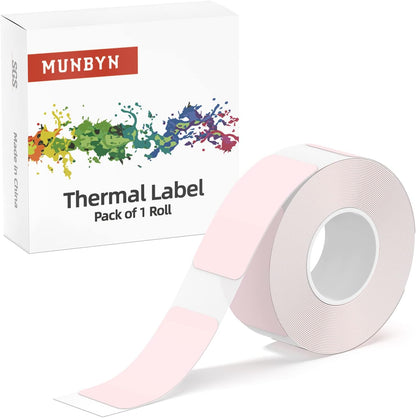 MUNBYN self-adhesive, durable label maker tape measures 15 x 30 mm (0.59” x 1.18”) and includes 210 labels per roll.