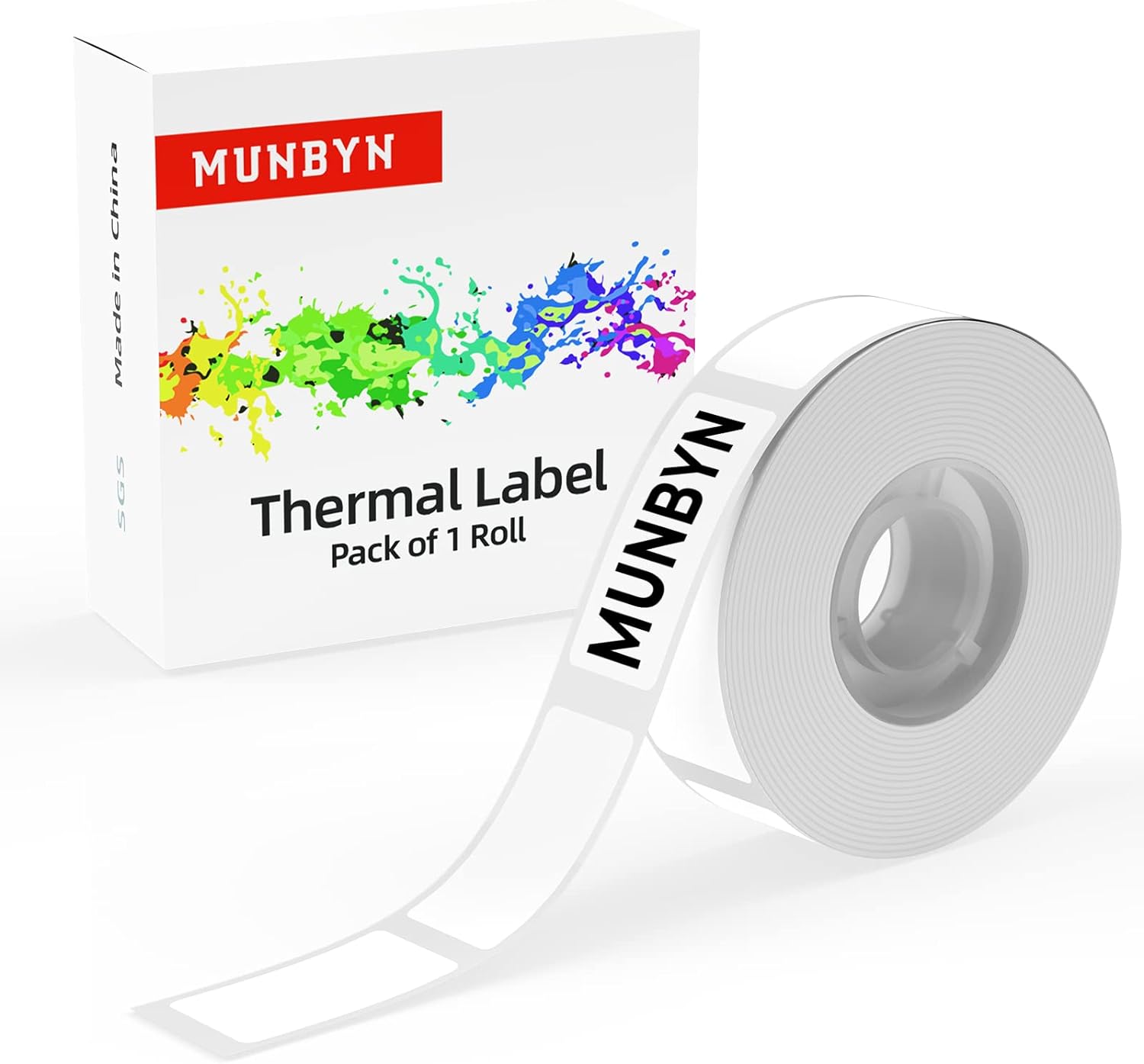 MUNBYN self-adhesive, durable label maker tape measures 15 x 30 mm (0.59” x 1.18”) and includes 210 labels per roll.