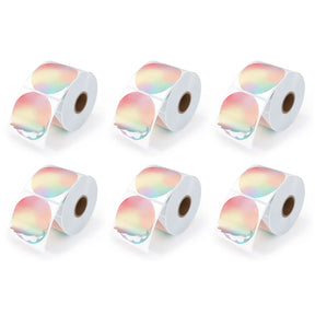 MUNBYN Rainbow Scalloped Round Thermal Sticker Labels