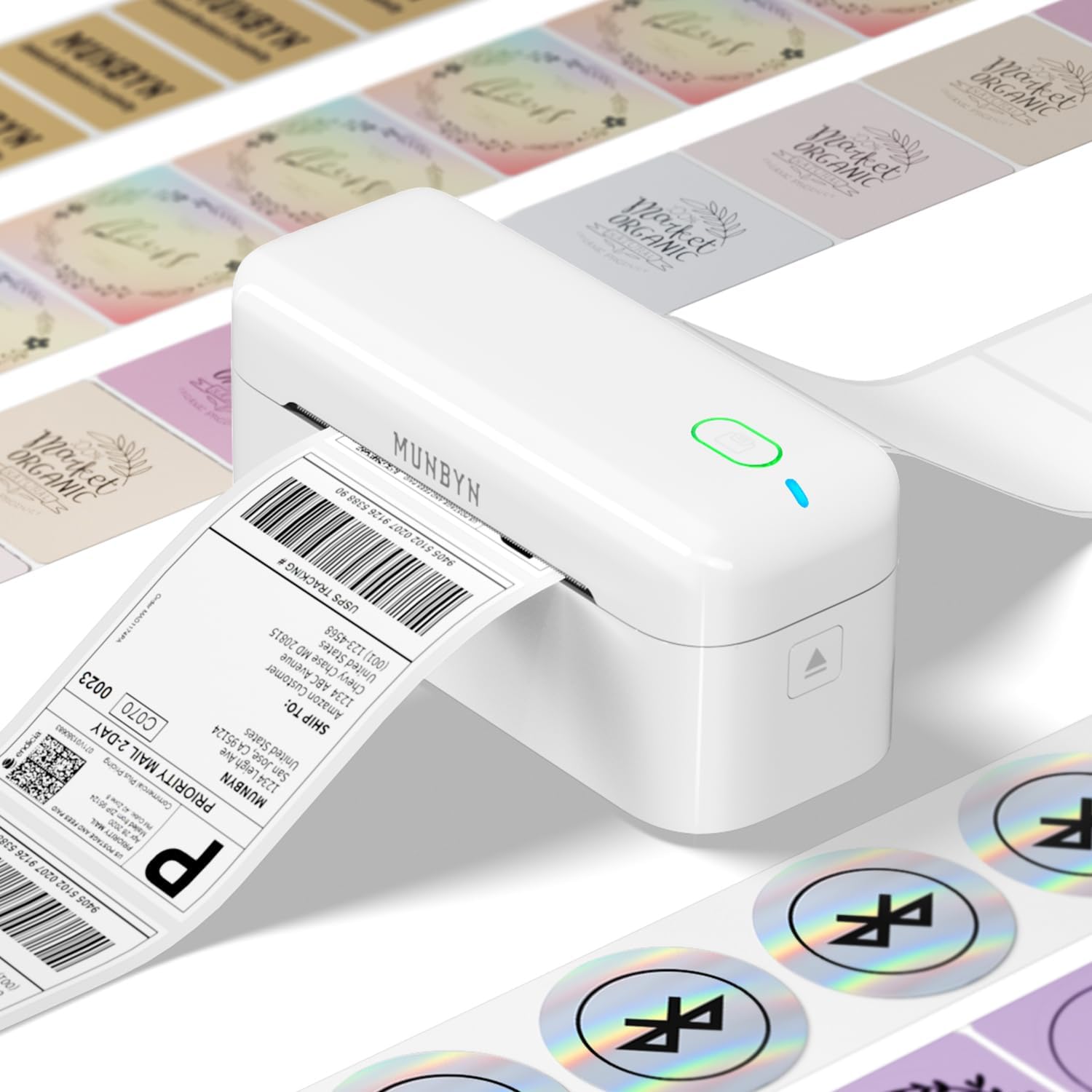 MUNBYN RealWriter 402B High-Speed Bluetooth Label Printing and Creative Sticker Making for Your E-commerce Business