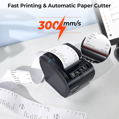 MUNBYN P047 Black Bluetooth Thermal Receipt Printer 80mm POS Printer - MUNBYN