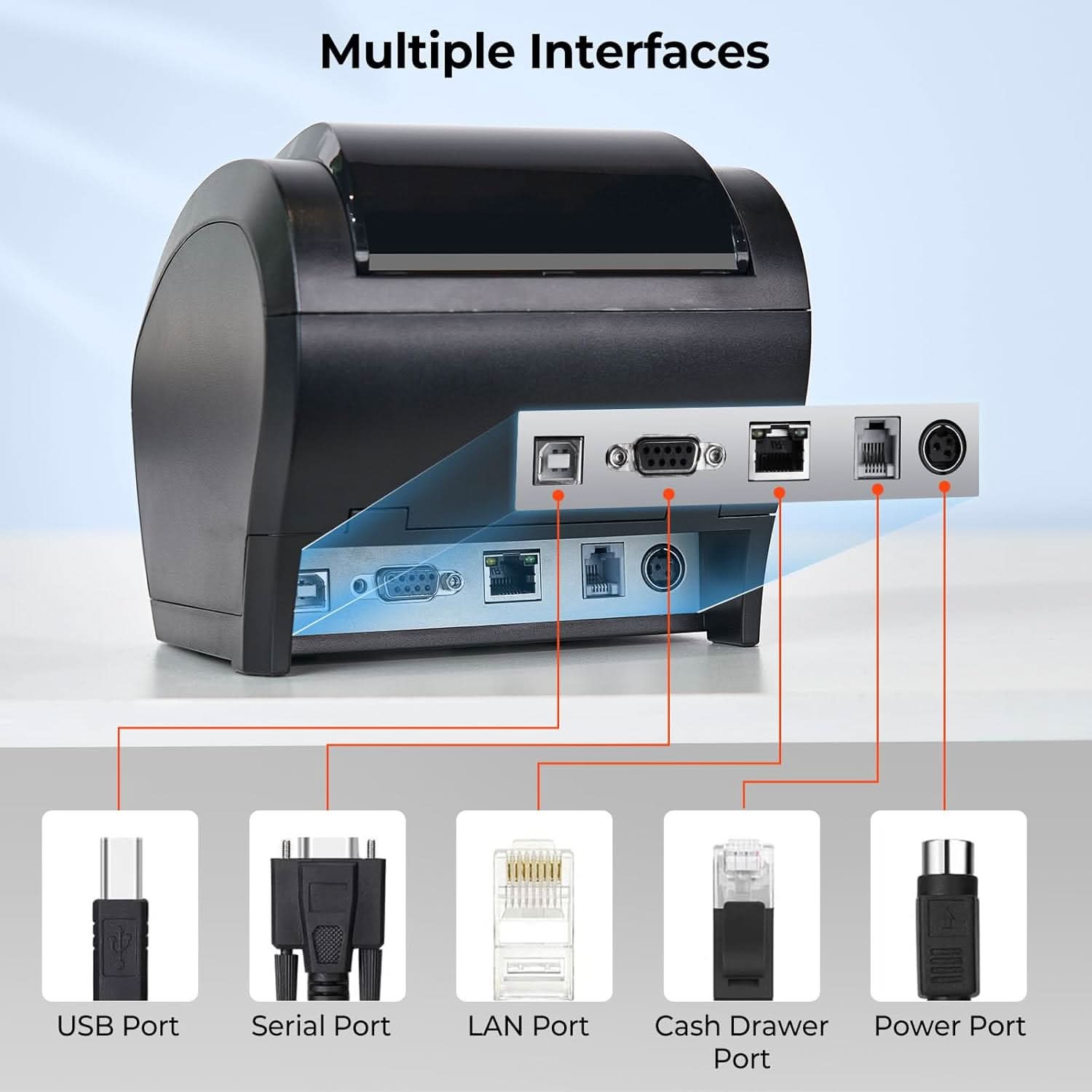 MUNBYN P047 Black Bluetooth Thermal Receipt Printer 80mm POS Printer - MUNBYN