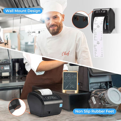 MUNBYN P047 Black Bluetooth Thermal Receipt Printer 80mm POS Printer - MUNBYN