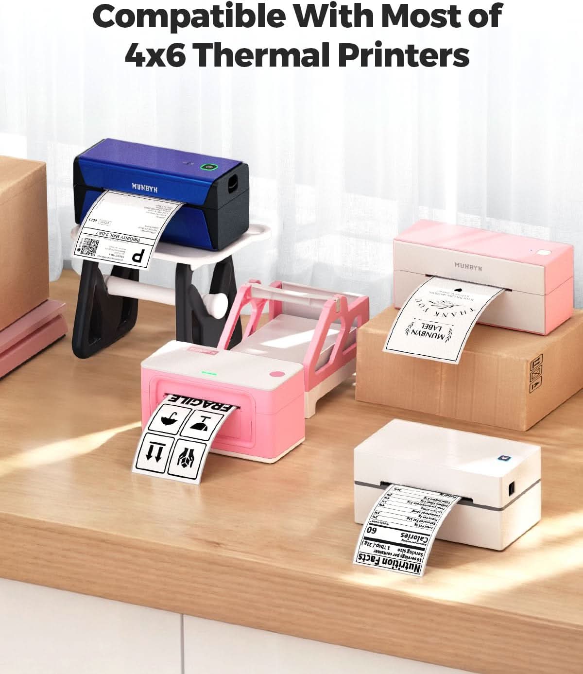 MUNBYN 4"x6" Fan-Fold Direct Thermal Shipping Labels (220/Stack) - MUNBYN