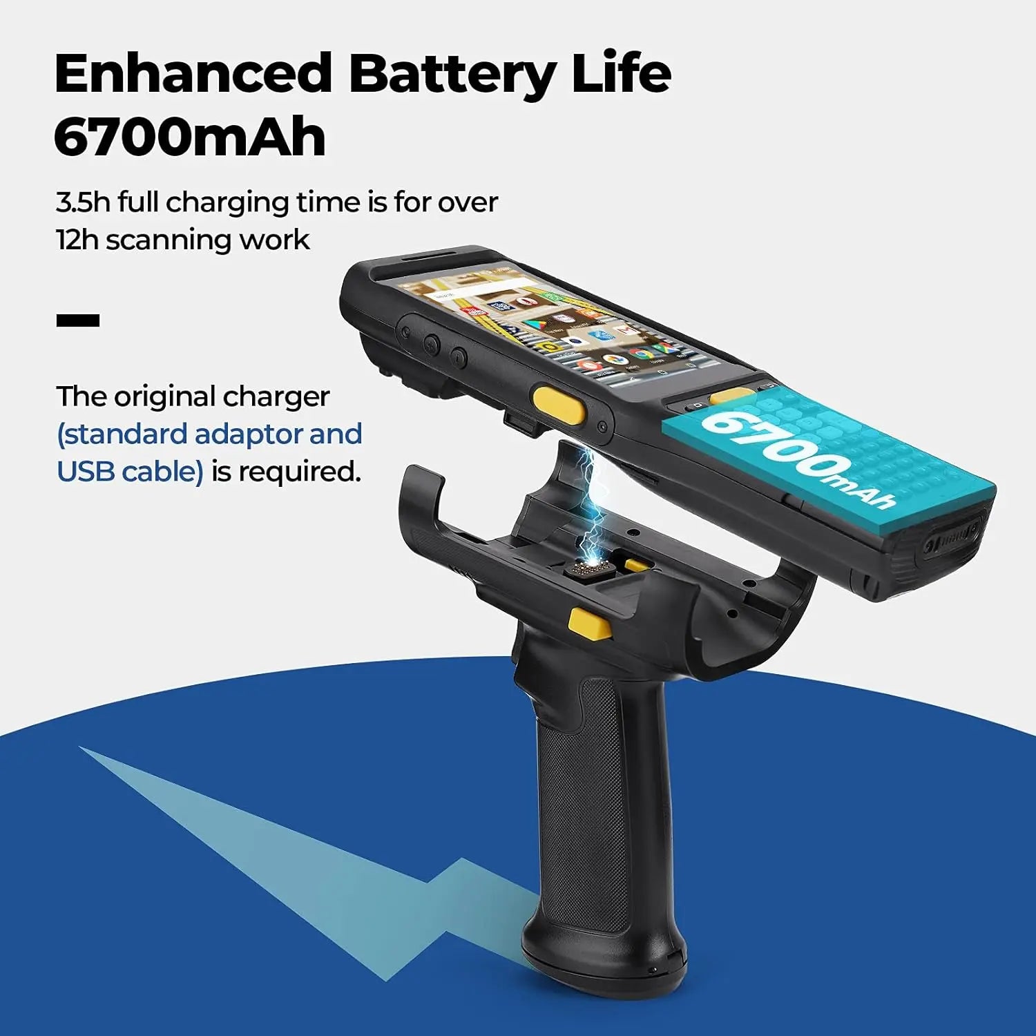 MUNBYN 2024 New Android Barcode Scanner, Android 11 PDA, Zebra Scanner 4750MR, Mid Range Inventory Scanner with Number Pad & Pistol Grip, 2D QR Code, IP65 Rugged NFC 4G Wi-Fi Handheld for Warehouse