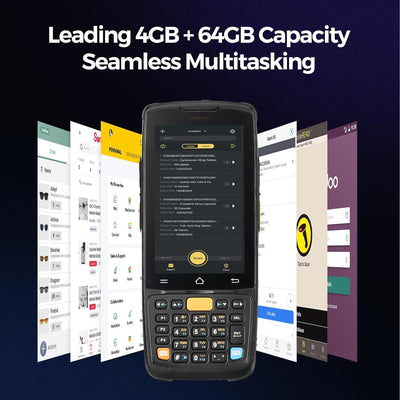 MUNBYN MC005 Android barcode scanner with ergonomic design and scanning window, ideal for retail and inventory management.