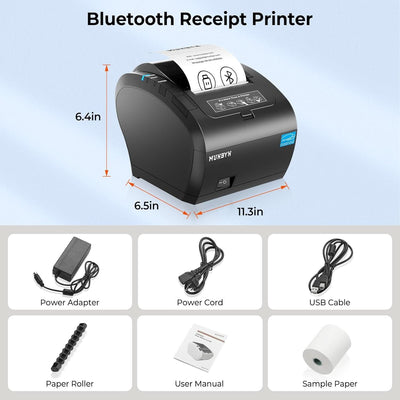 MUNBYN P047 Black Bluetooth Thermal Receipt Printer 80mm POS Printer - MUNBYN