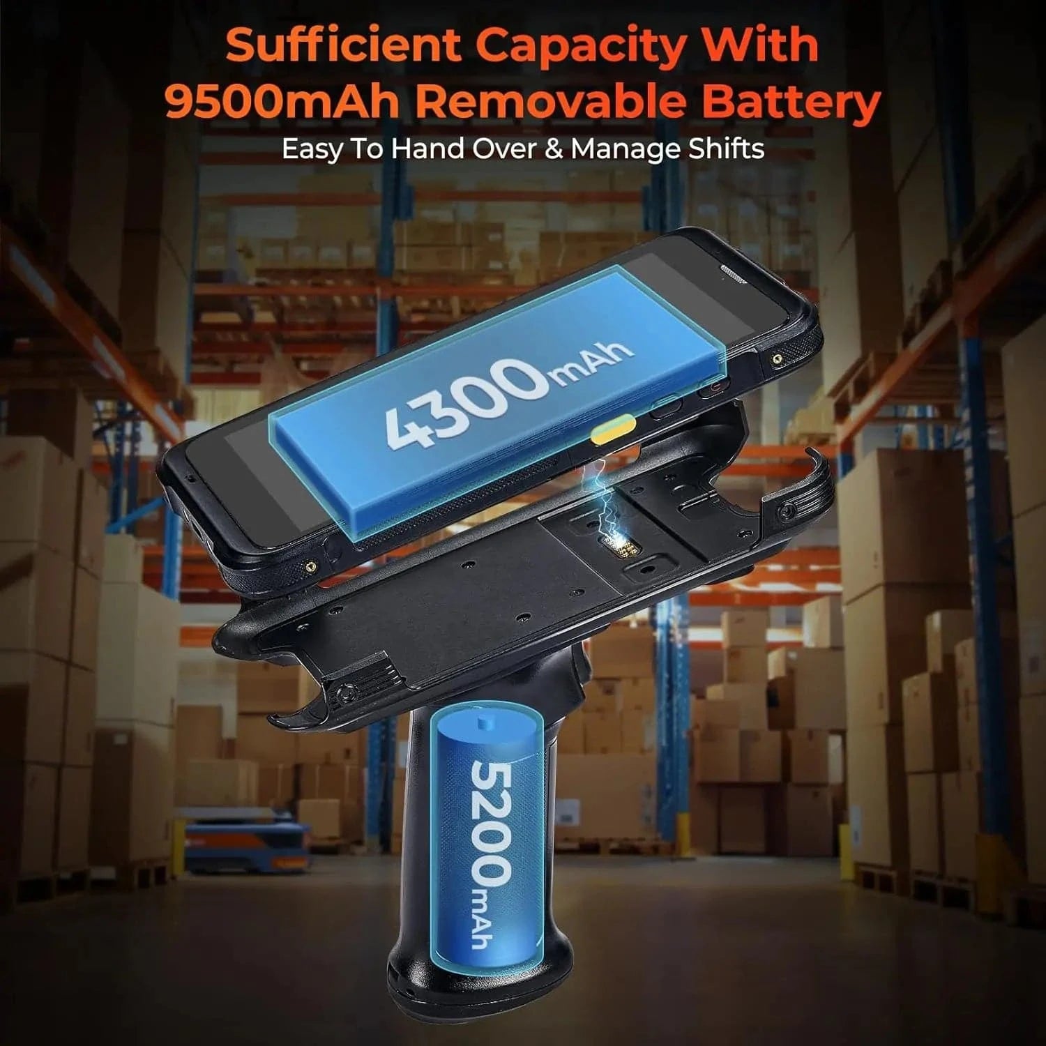 MUNBYN IPDA101P Android Barcode Scanner with ergonomic design and scanning lens, displayed against a white background.