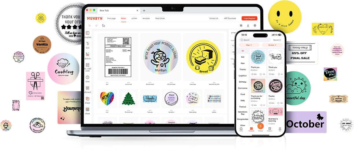 MUNBYN label template examples