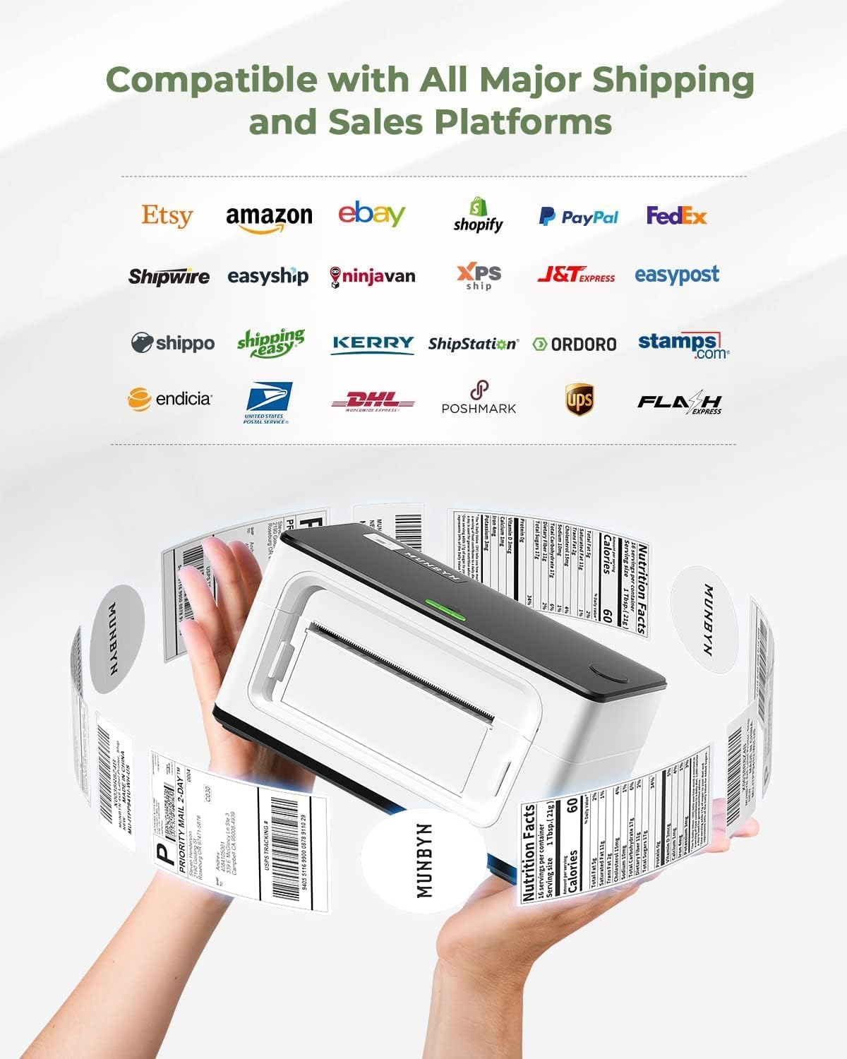 〈送料込〉MUNBYN ITPP941BP サーマルラベルプリンター MUNBYN® RealWriter P941B Bluetooth Thermal Printer