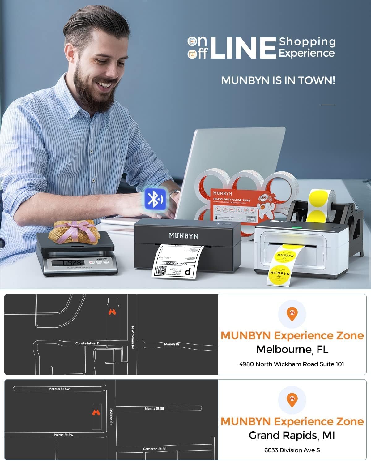 MUNBYN® Bluetooth Thermal Label Printer ITPP941B