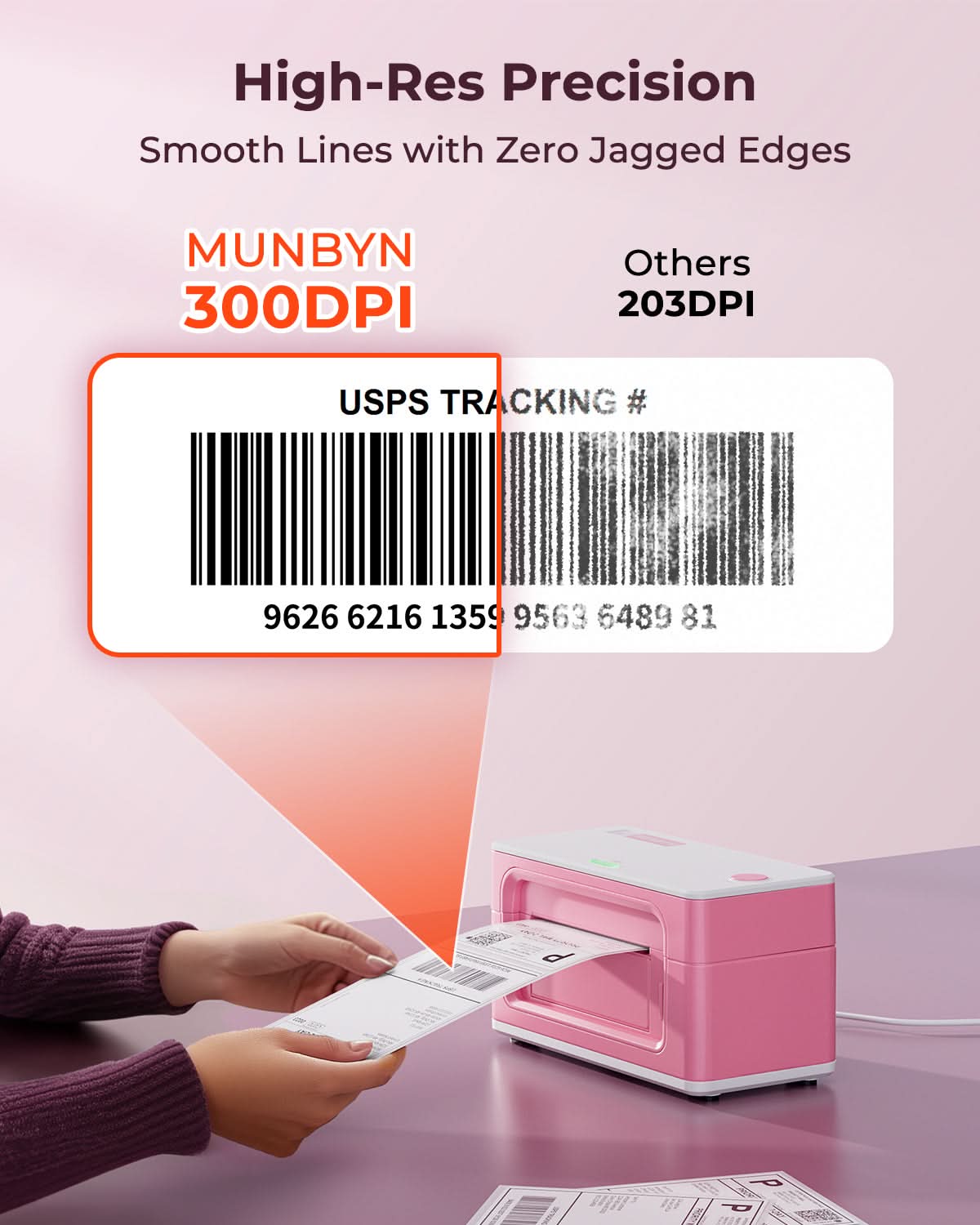 MUNBYN RealWriter 941BP thermal label printer with 300DPI