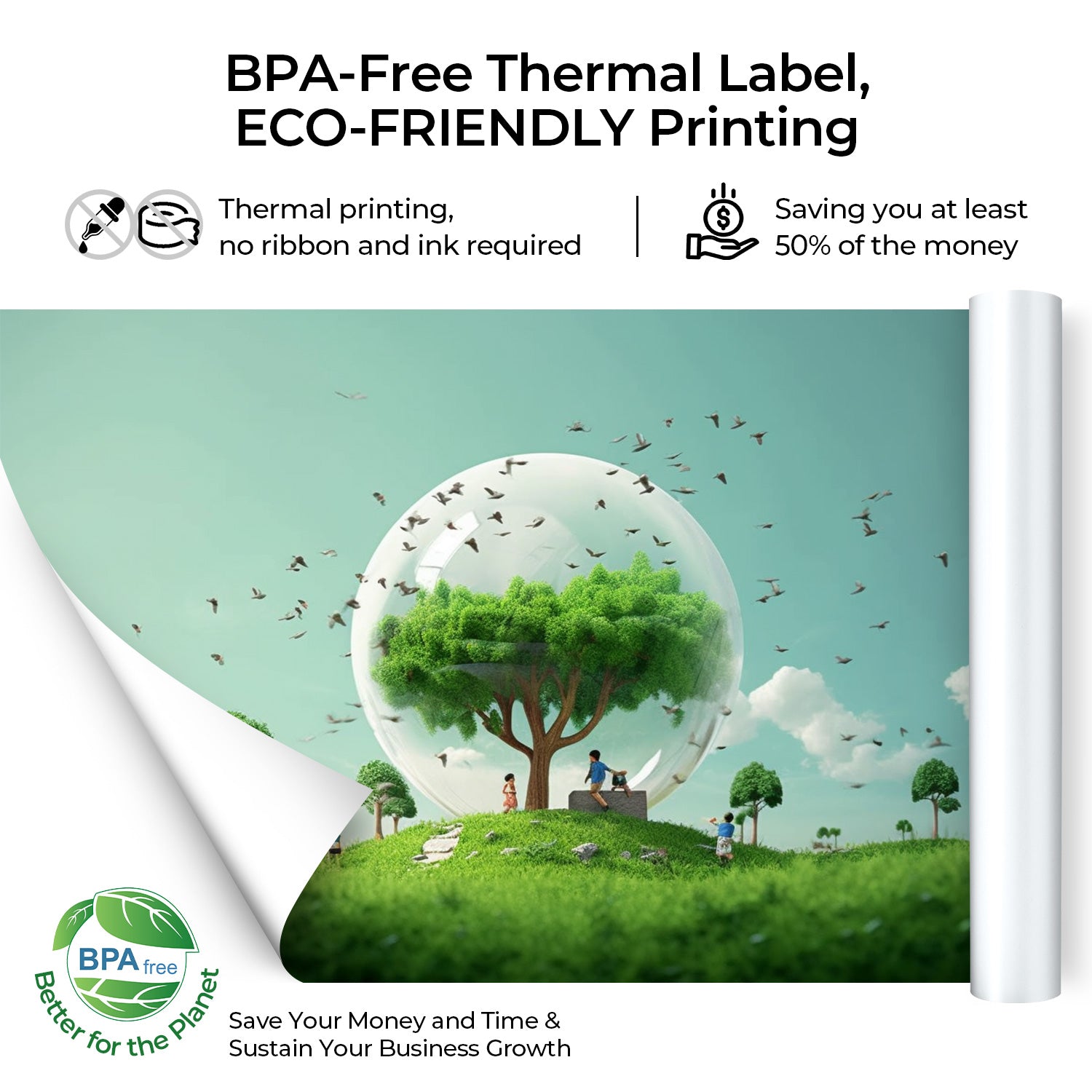 MUNBYN high-quality A4 paper rolls are BPS/BPA free, ensuring they are safe for both users and the environment. 