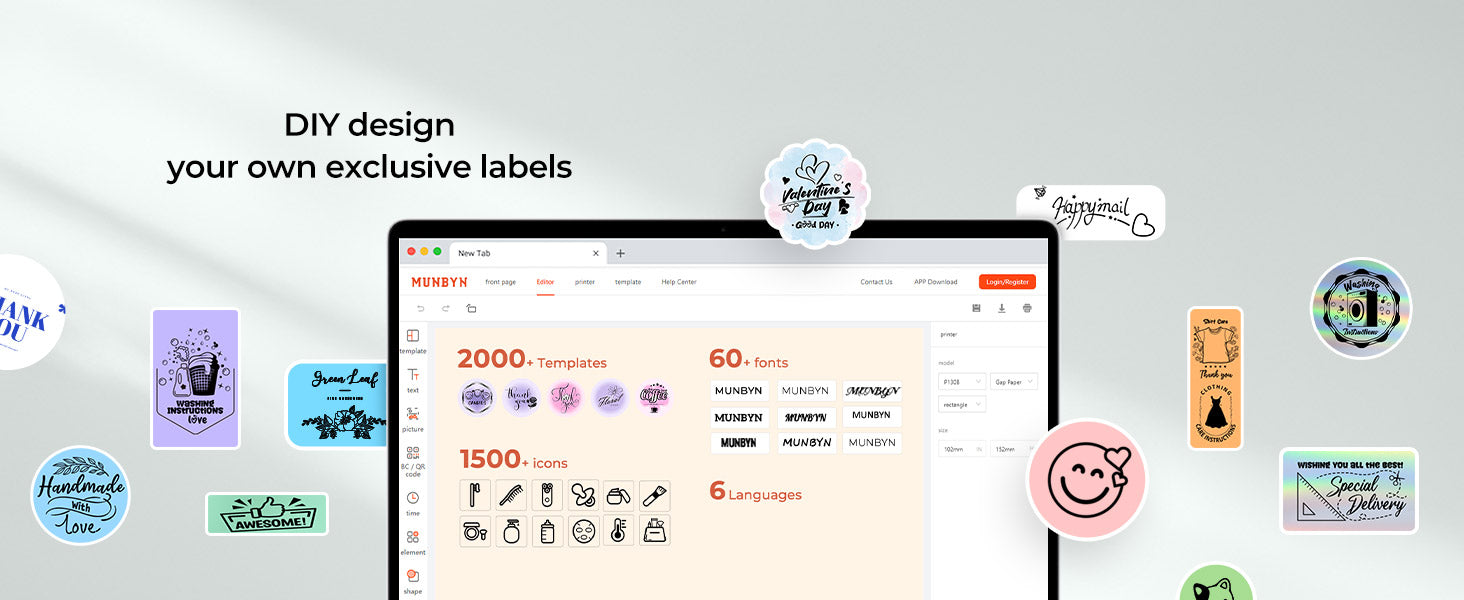DIY design your labels from MUNBYN APP