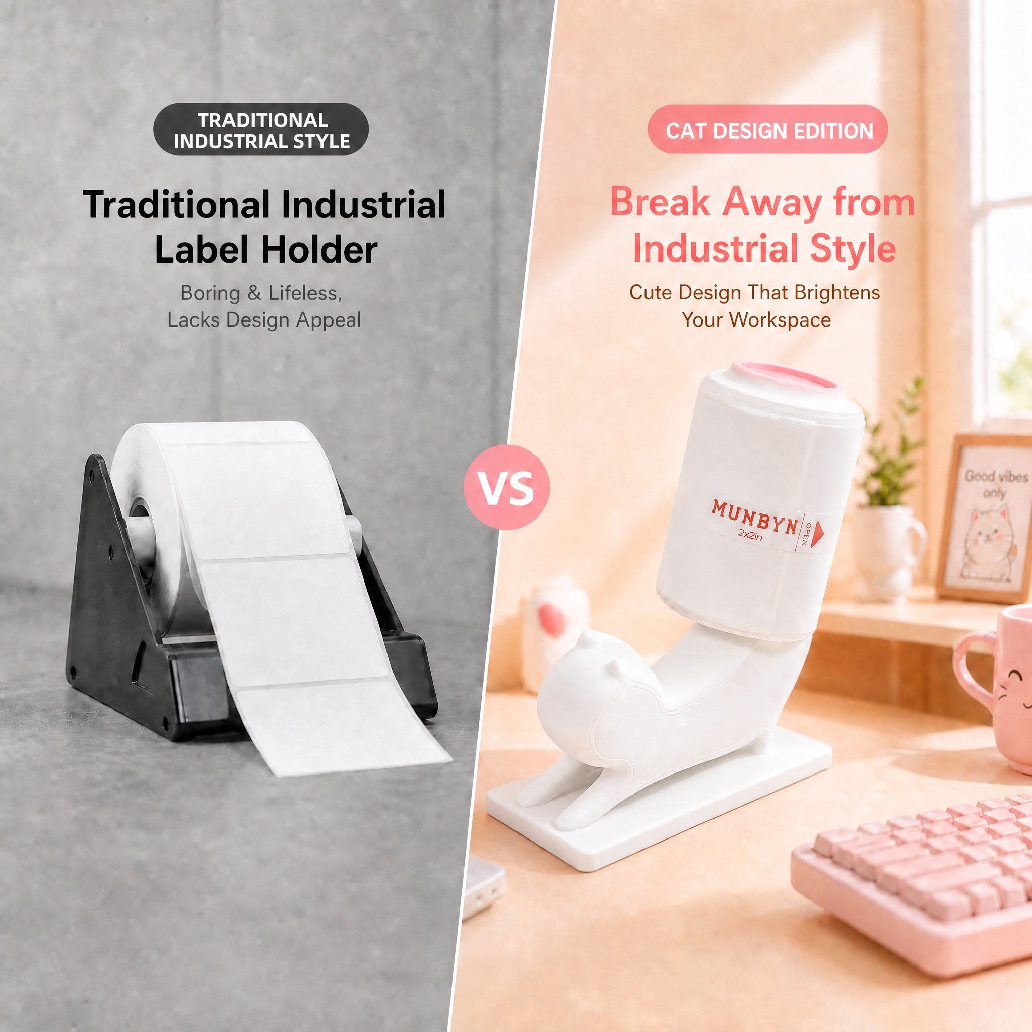 MUNBYN Cat Label Roll Holder for Thermal Printer